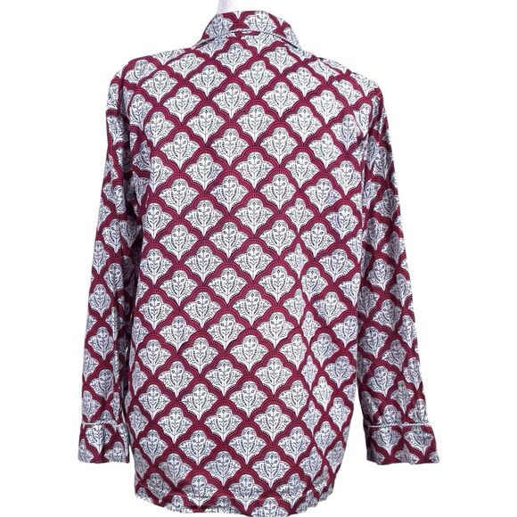 ROLLER RABBIT Women Button-Down Jemina Pajama Top Size Medium Long Sleeve Red - Picture 11 of 16